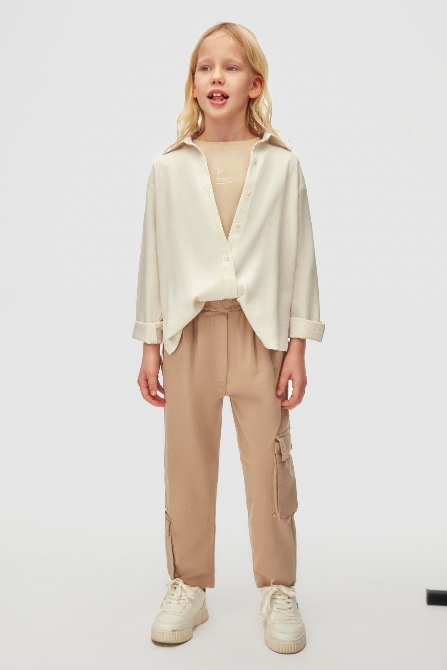 Nk Kız Çocuk Peçli Gömlek 8-14 Yaş Krem