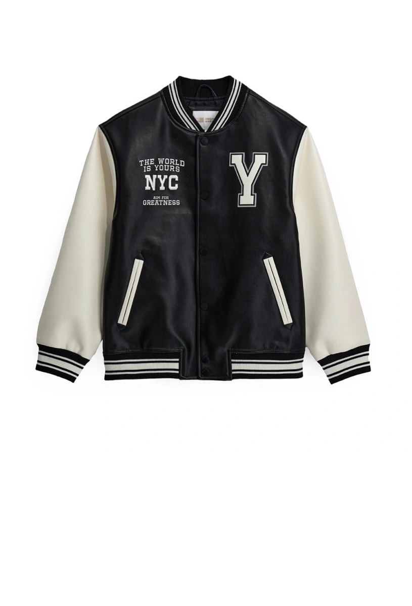 Original Marines Erkek Çocuk Suni Deri Ceket 11-14 Yaş Siyah