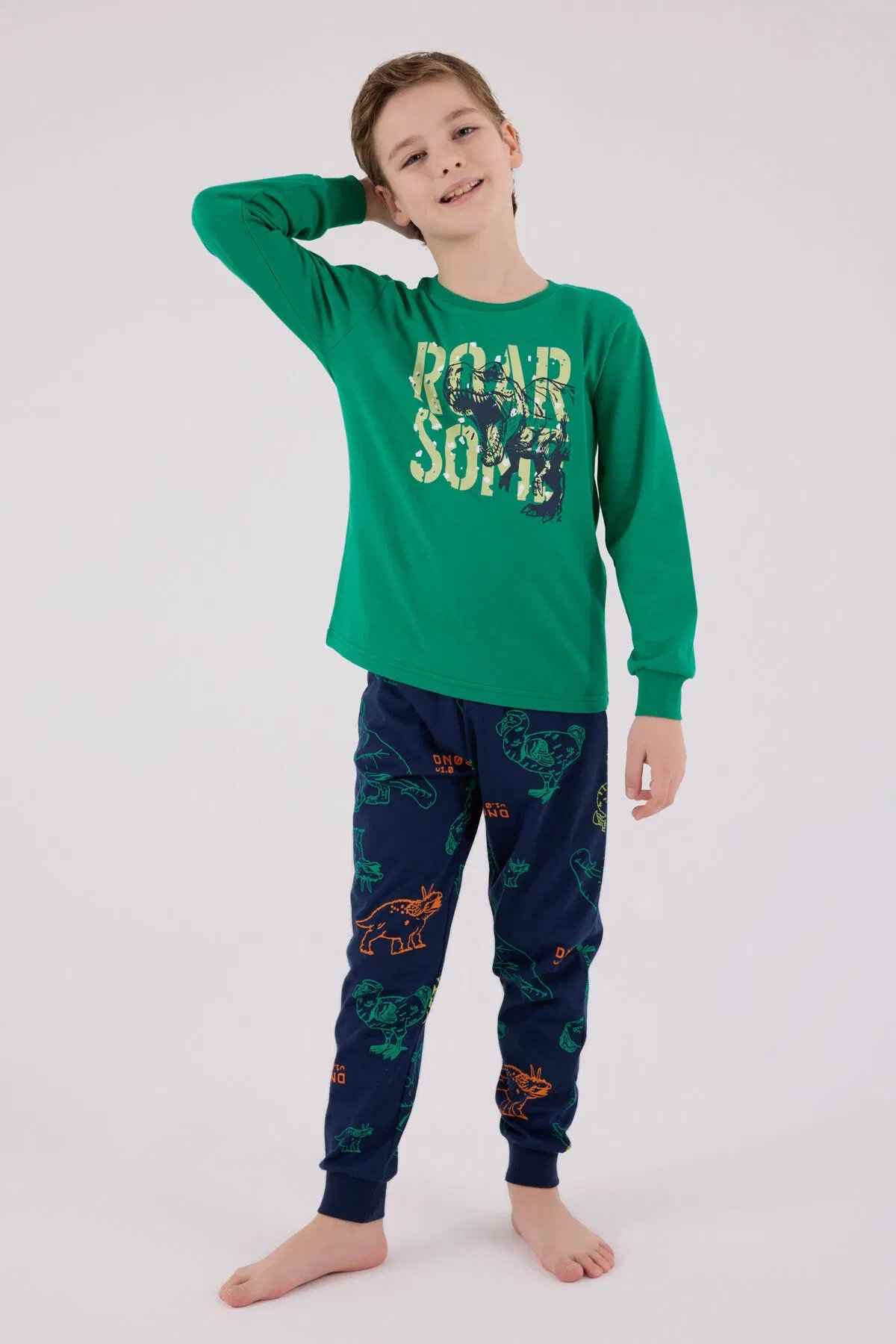 Rolypoly Erkek Çocuk Pijama Takım 2-8 Yaş Yeşil