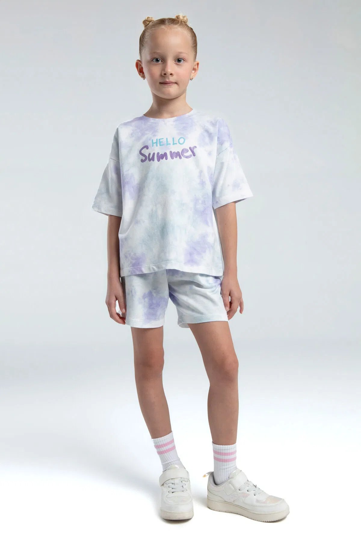 Rolypoly Kız Çocuk Batik Şortlu Takım 2-15 Yaş Lila