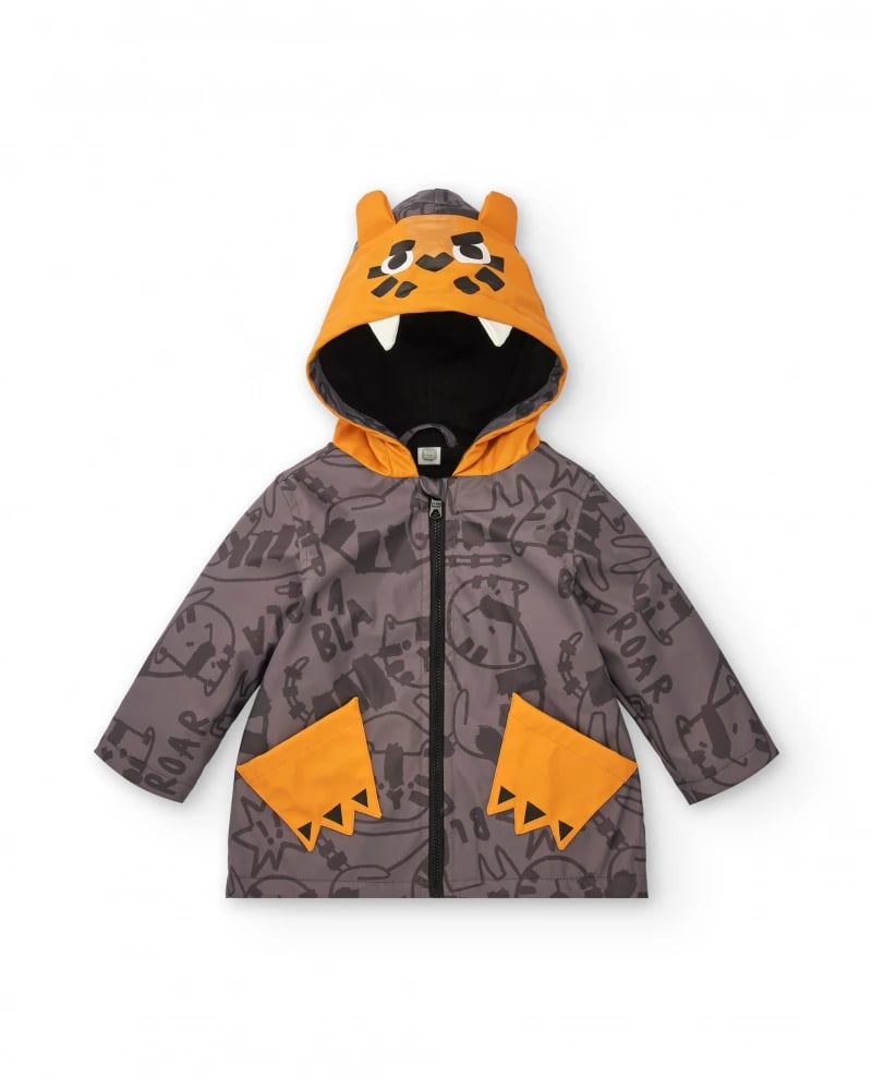 Tuc Tuc Erkek Çocuk Baskılı Yağmurluk 3-6 Yaş Gri