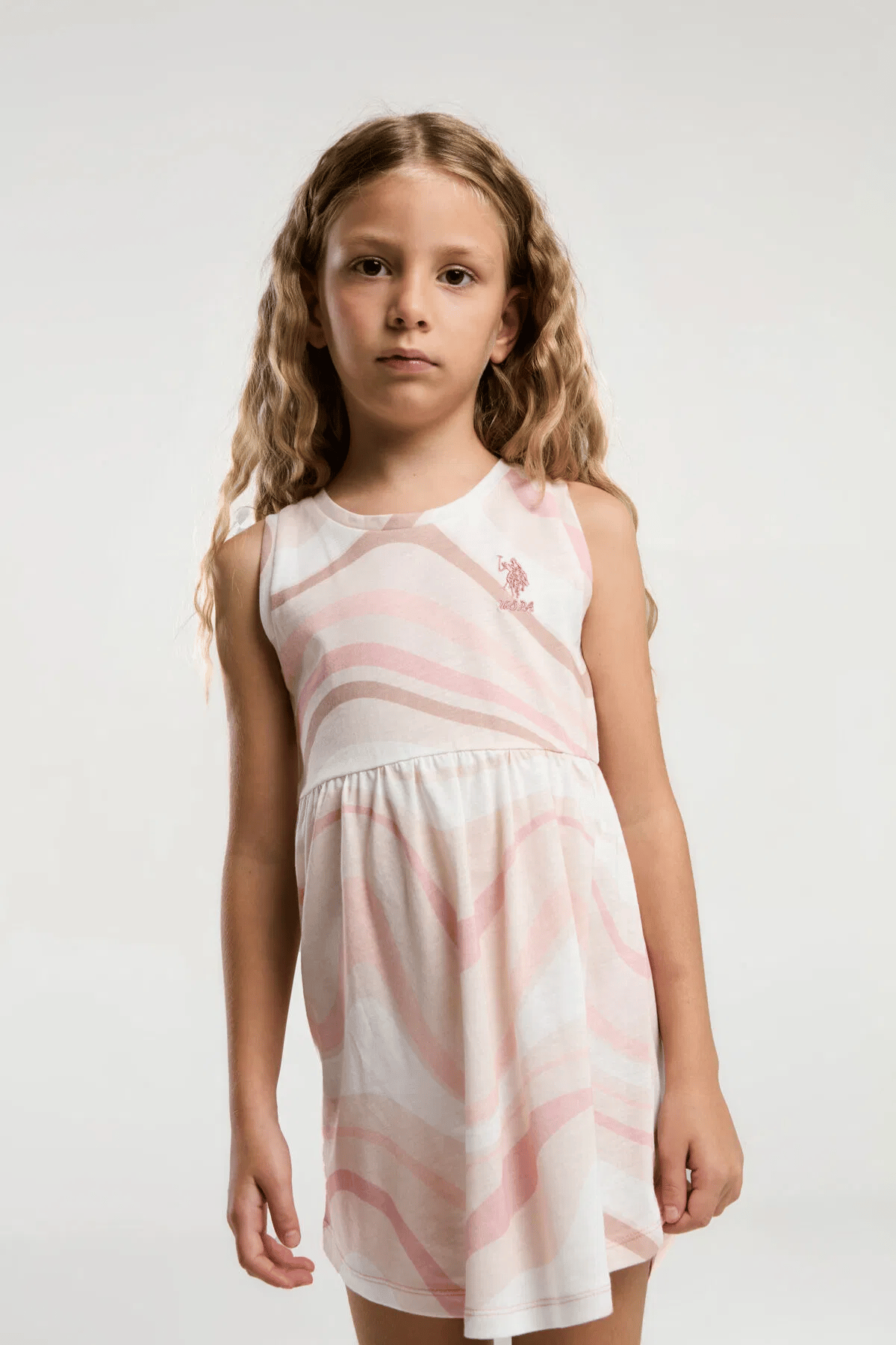 U.S Polo Kız Çocuk Elbise 4-9 Yaş Somon