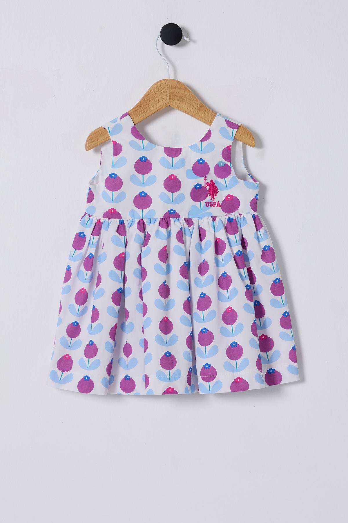 U.S.Polo Kız Bebek Baskılı Elbise 6-36 Ay Beyaz