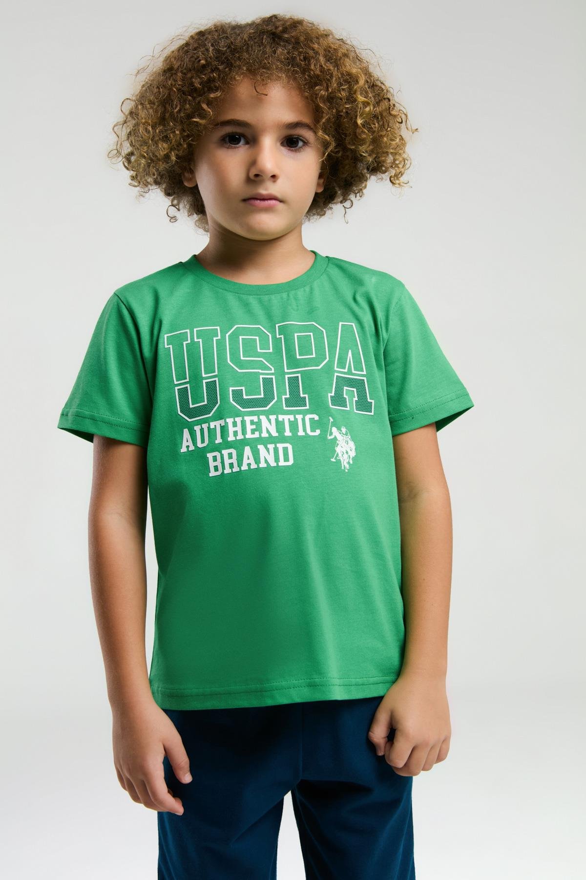 U.S. Polo Erkek Çocuk Baskılı Şortlu Takım 4-15 Yaş Yeşil