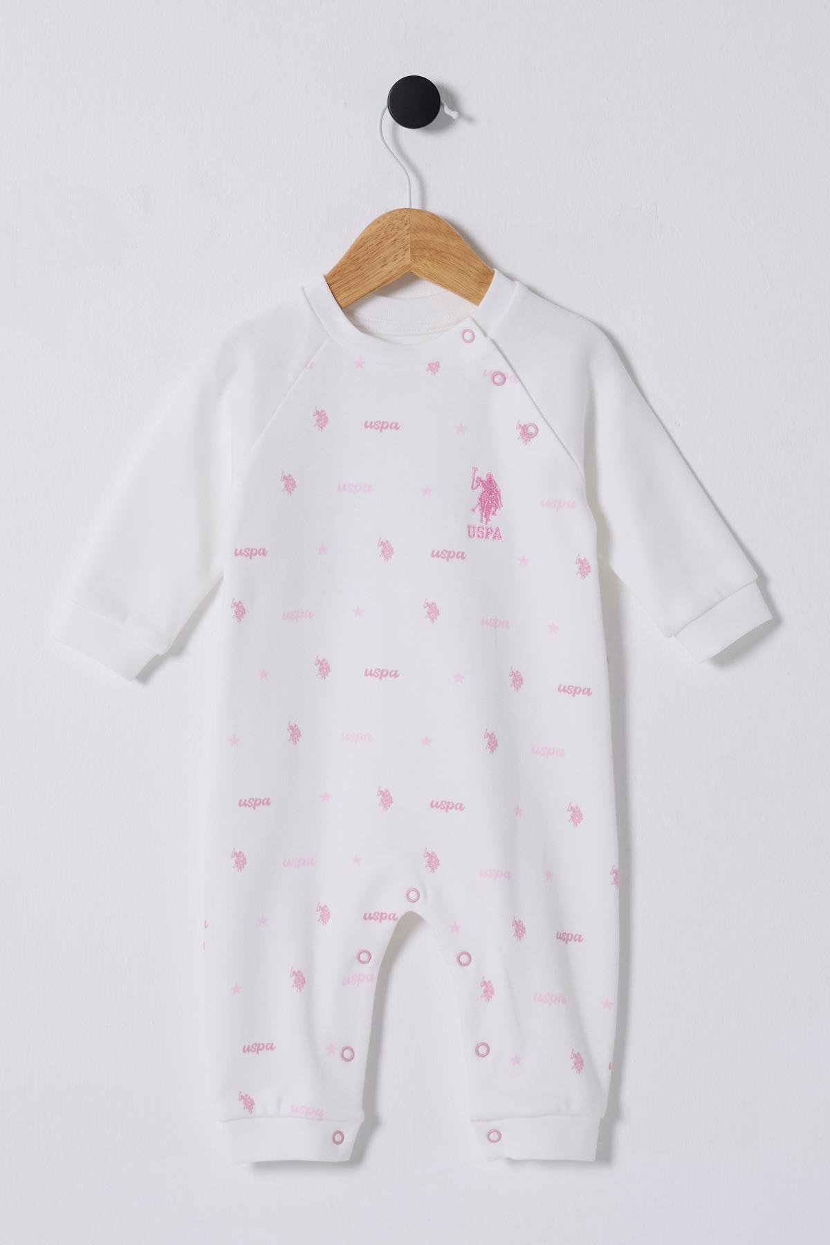 U.S.Polo Kız Bebek Patiksiz Tulum 3-18 Ay Beyaz