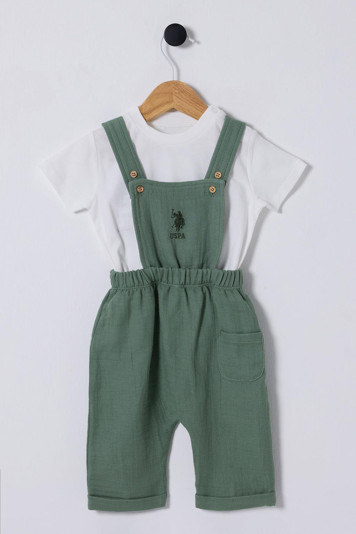 U.S.Polo Erkek Bebek Müslin Salopet 6-36 Ay Yeşil