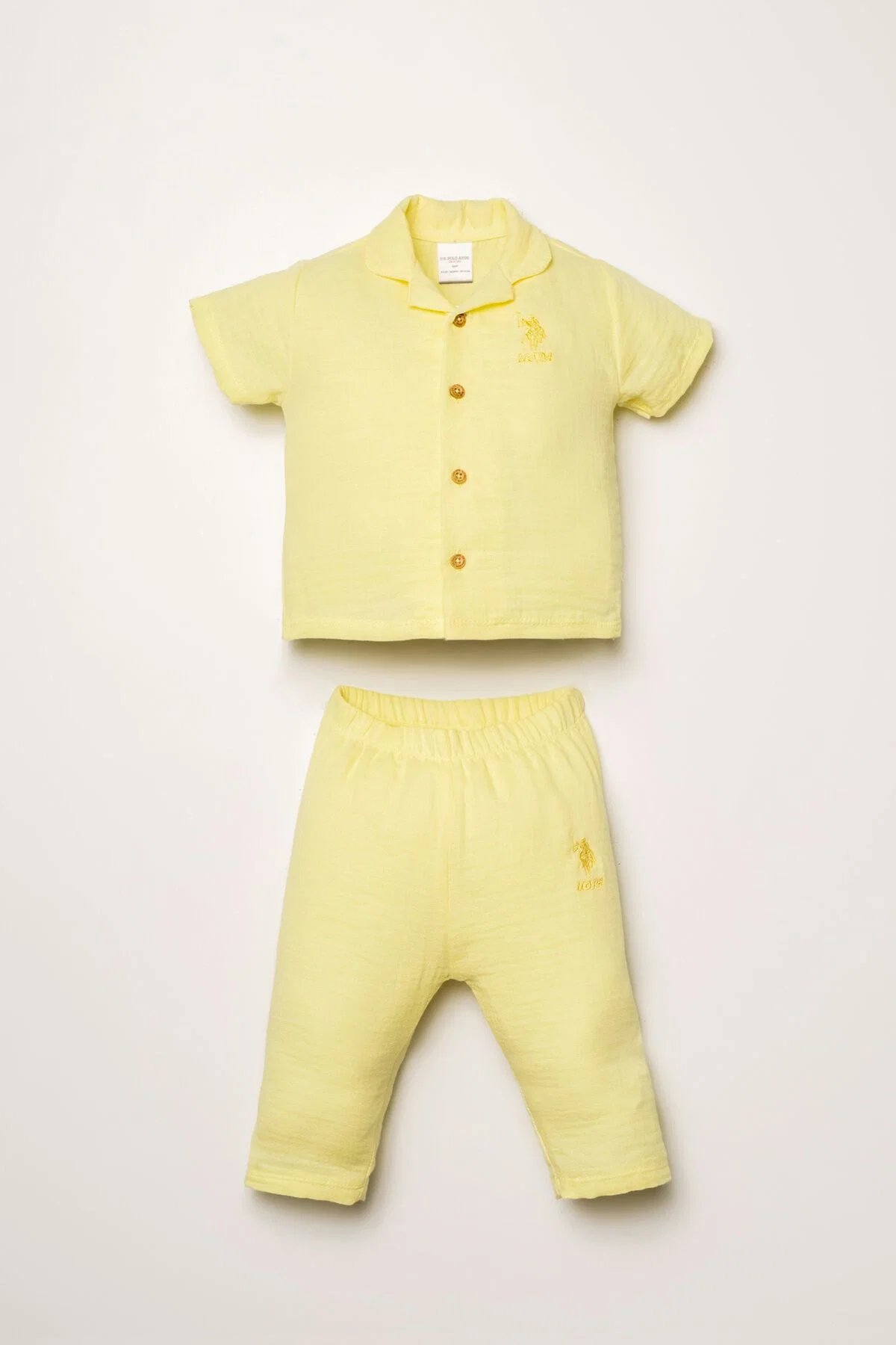 U.S. Polo Assn Kız Bebek Müslin Pantolonlu Takım 6-36 Ay Sarı