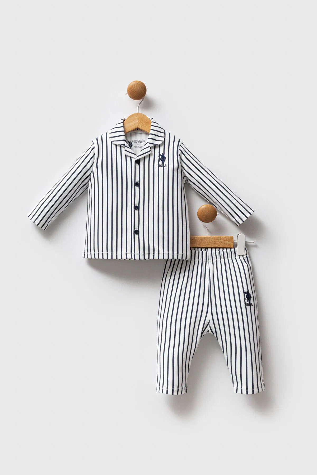 U.S. Polo Assn Erkek Bebek Pijama Takım 6-36 Ay Beyaz