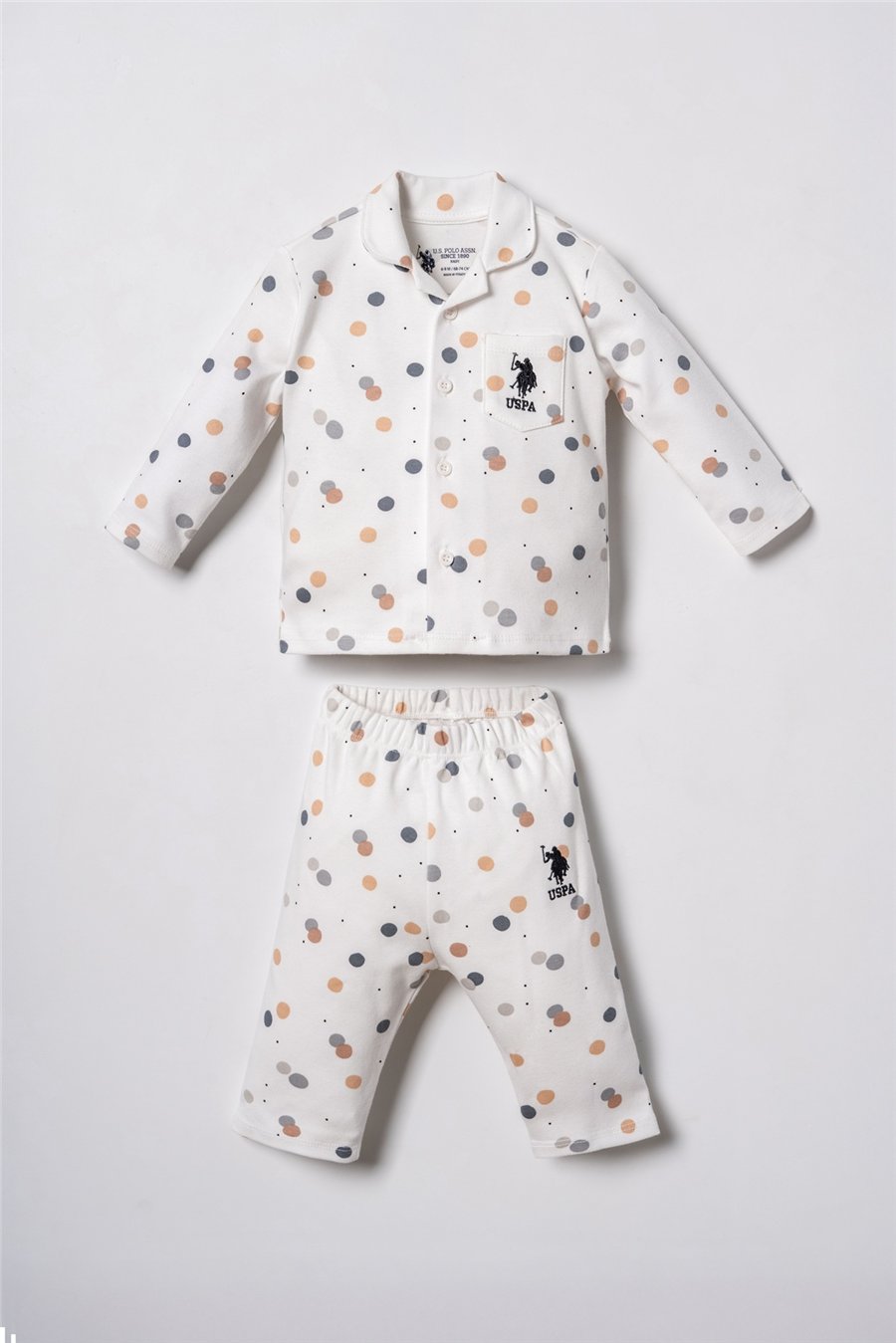 U.S. Polo Assn. Erkek Bebek Gömlek Pijama Takımı 6-36 Ay Beyaz
