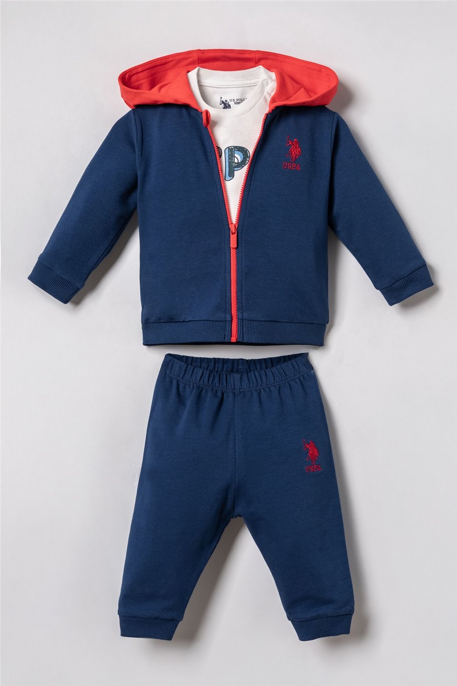 U.S. Polo Assn. Erkek Bebek Baskılı Hırkalı EşofmanTakım 6-36 Ay Lacivert