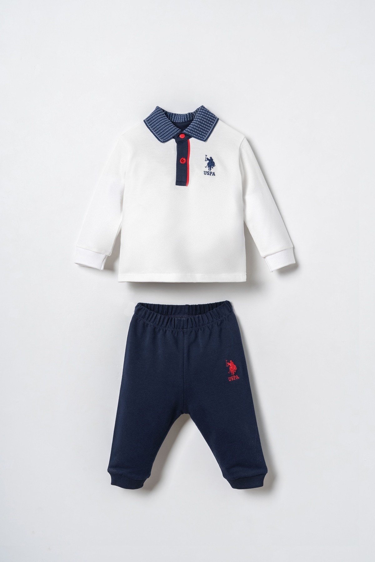 U.S. Polo Assn. Erkek Bebek Polo Yaka Takım 6-36 Ay Beyaz
