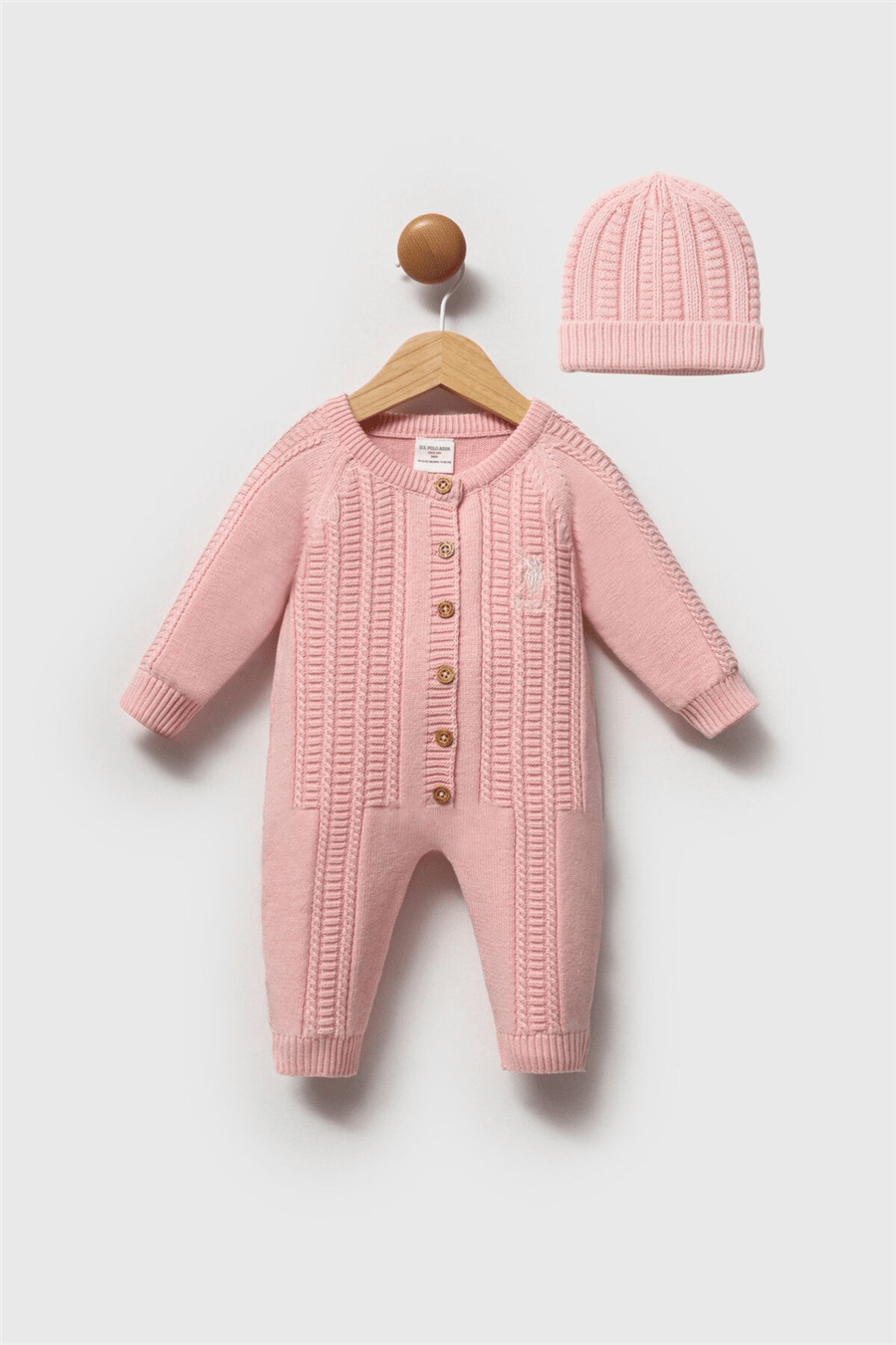 U.S. Polo Assn. Kız Bebek  Regular Fit Tulum 03-12 Ay Pembe
