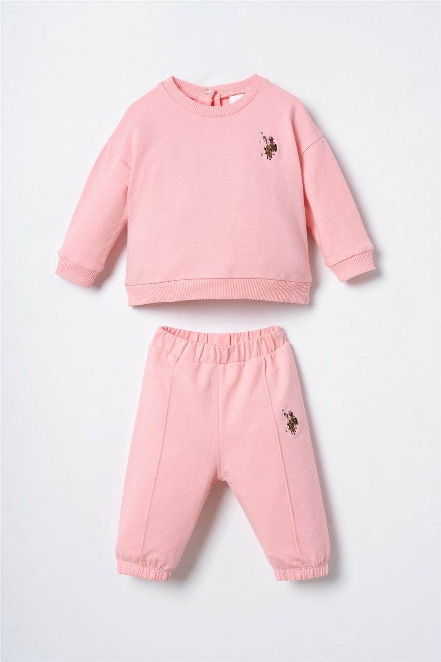 U.S. Polo Assn. Nakışlı Kız Bebek EşofmanTakım 6-36 Ay Pembe