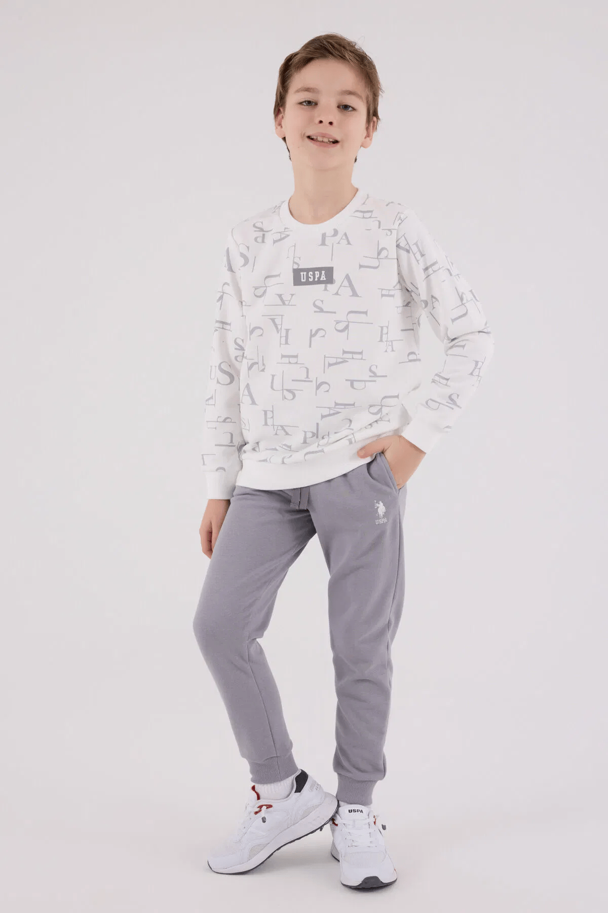 US Polo Assn Erkek Çocuk EşofmanTakım 4-8 Yaş Beyaz