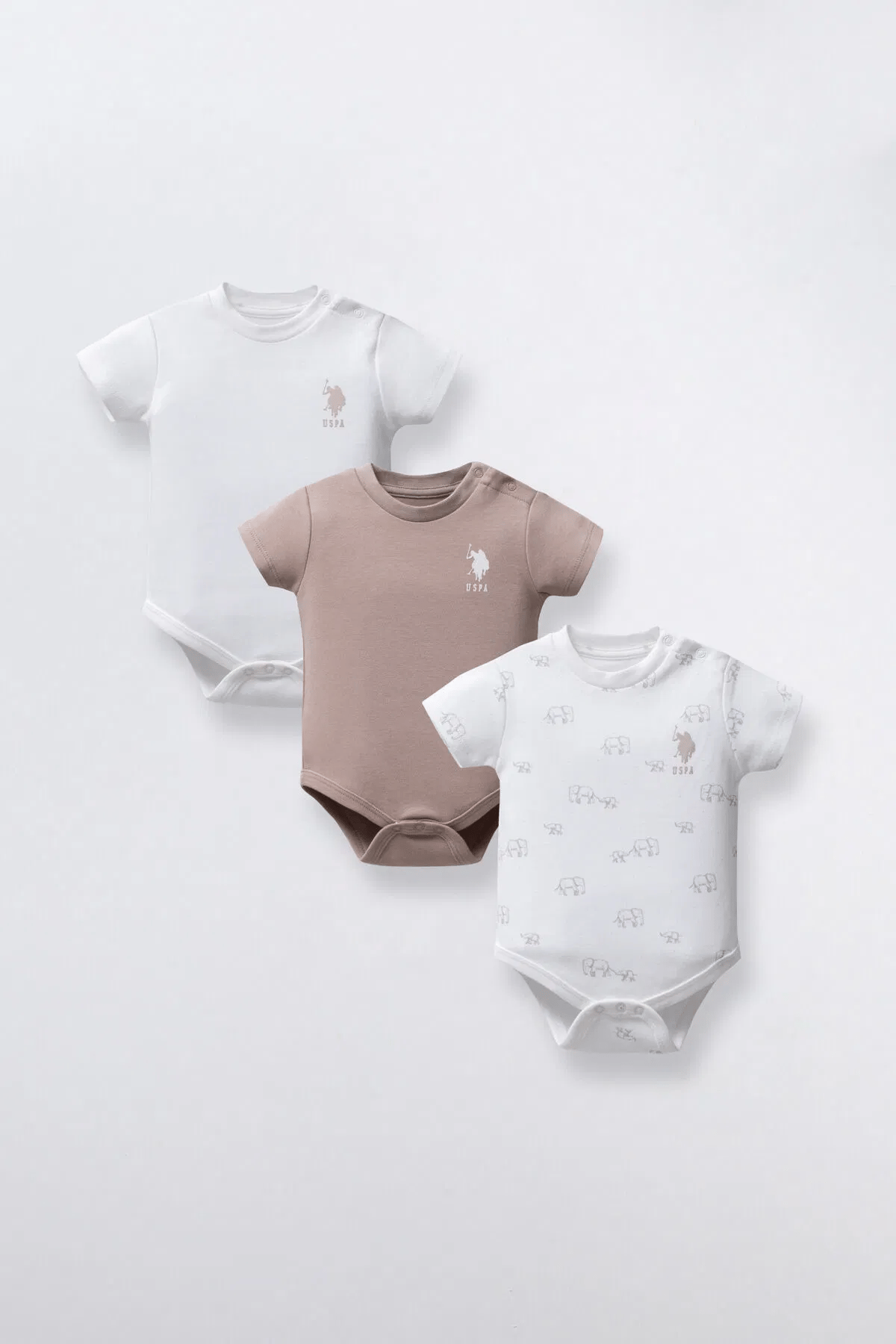 Us Polo Erkek Bebek 3'Lü Zıbın 0-24 Ay Ekru