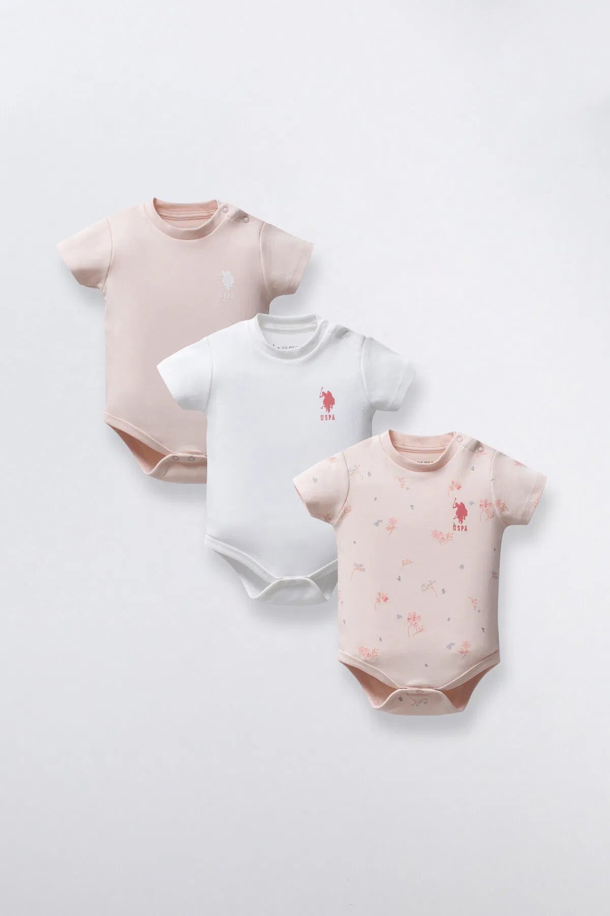 Us Polo Kız Bebek 3'Lü Zıbın 0-24 Ay Pembe