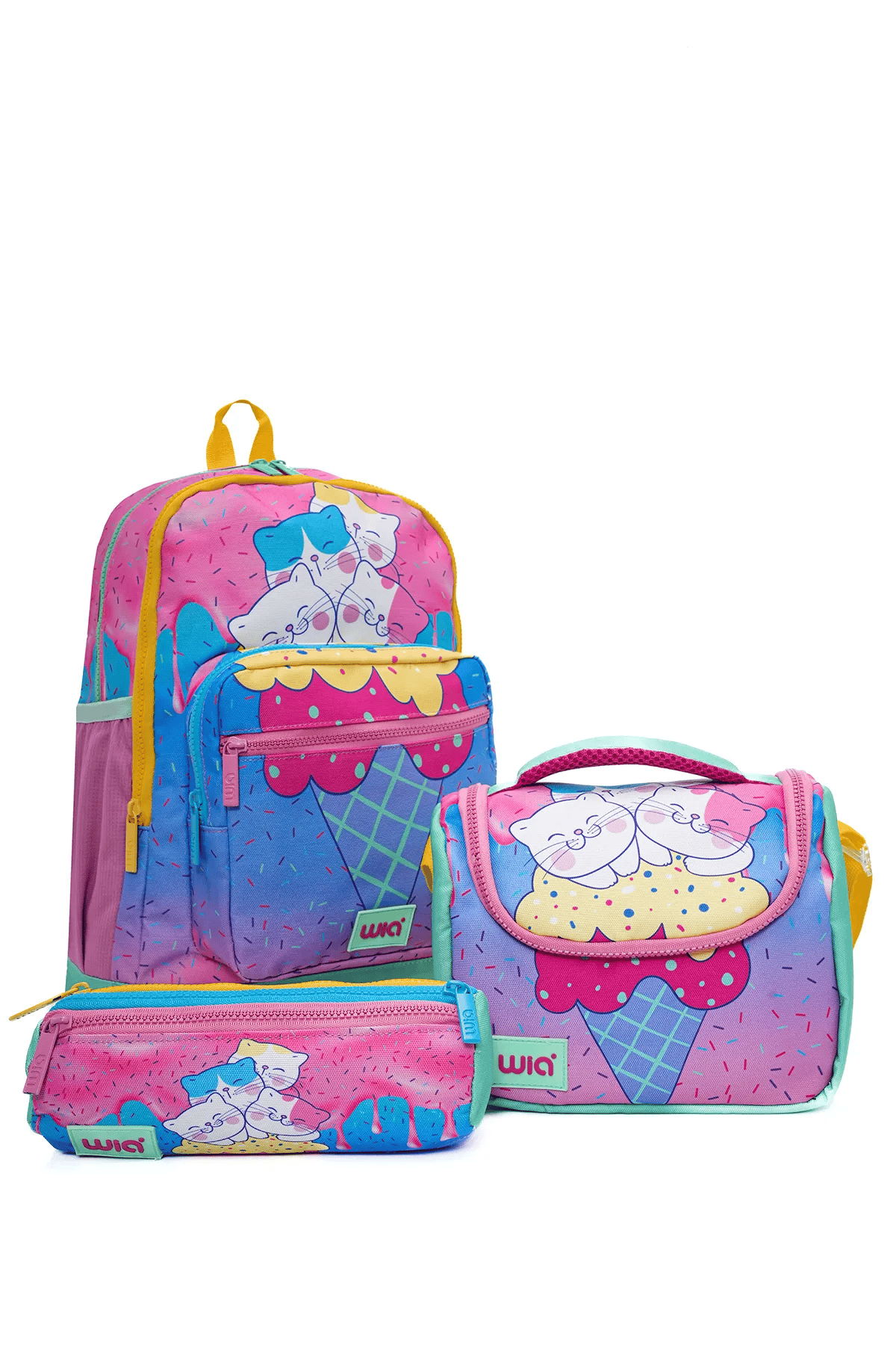 Wia Ice Cream With Cats Kız Çocuk 3'lü Okul Çanta Seti Pembe