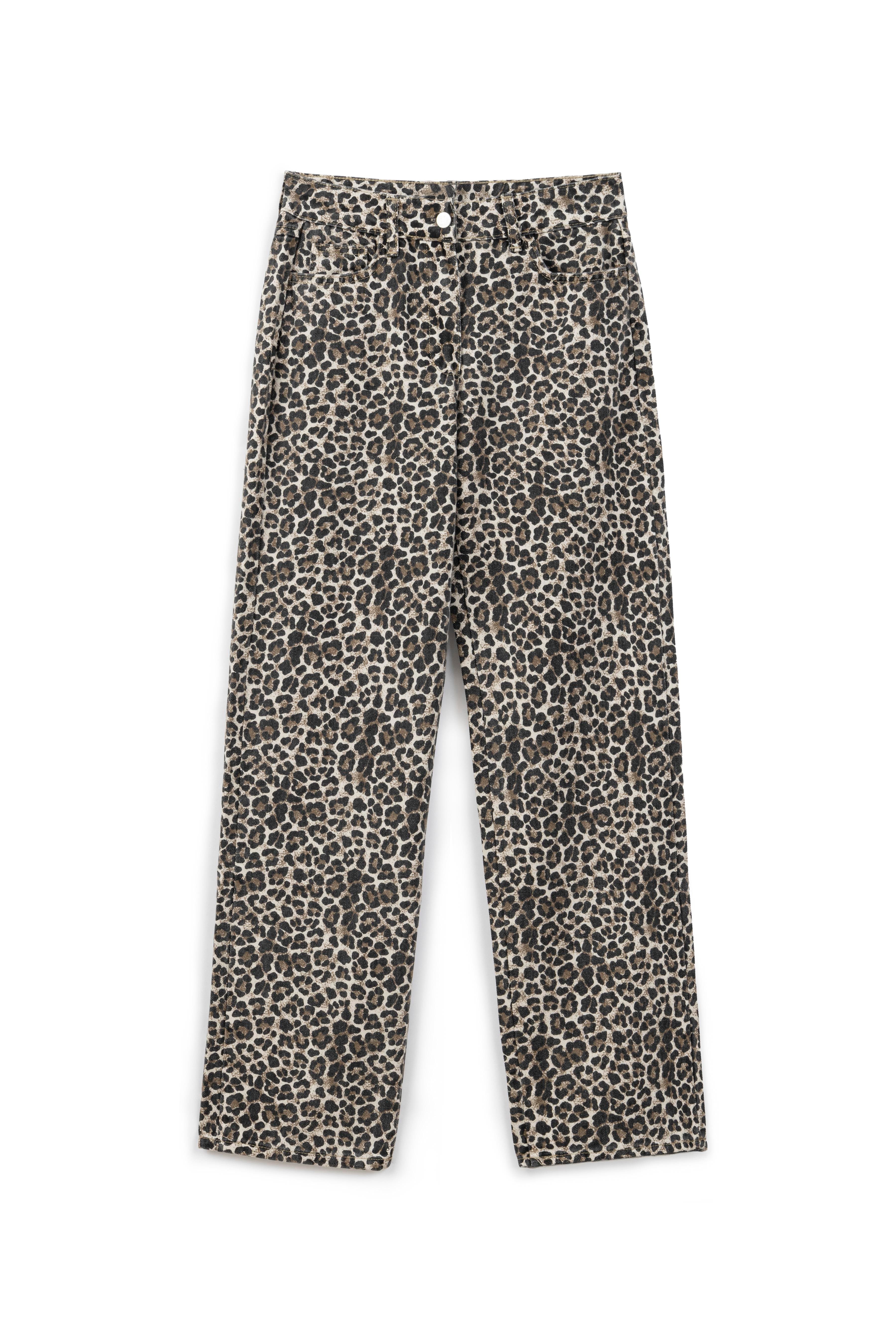 Bej Leopar Boy Fit Jean