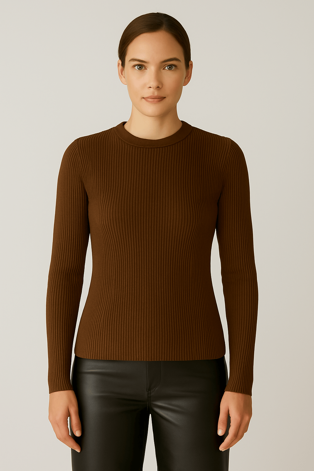 Fit Ribana Triko Bluz - Kahverengi