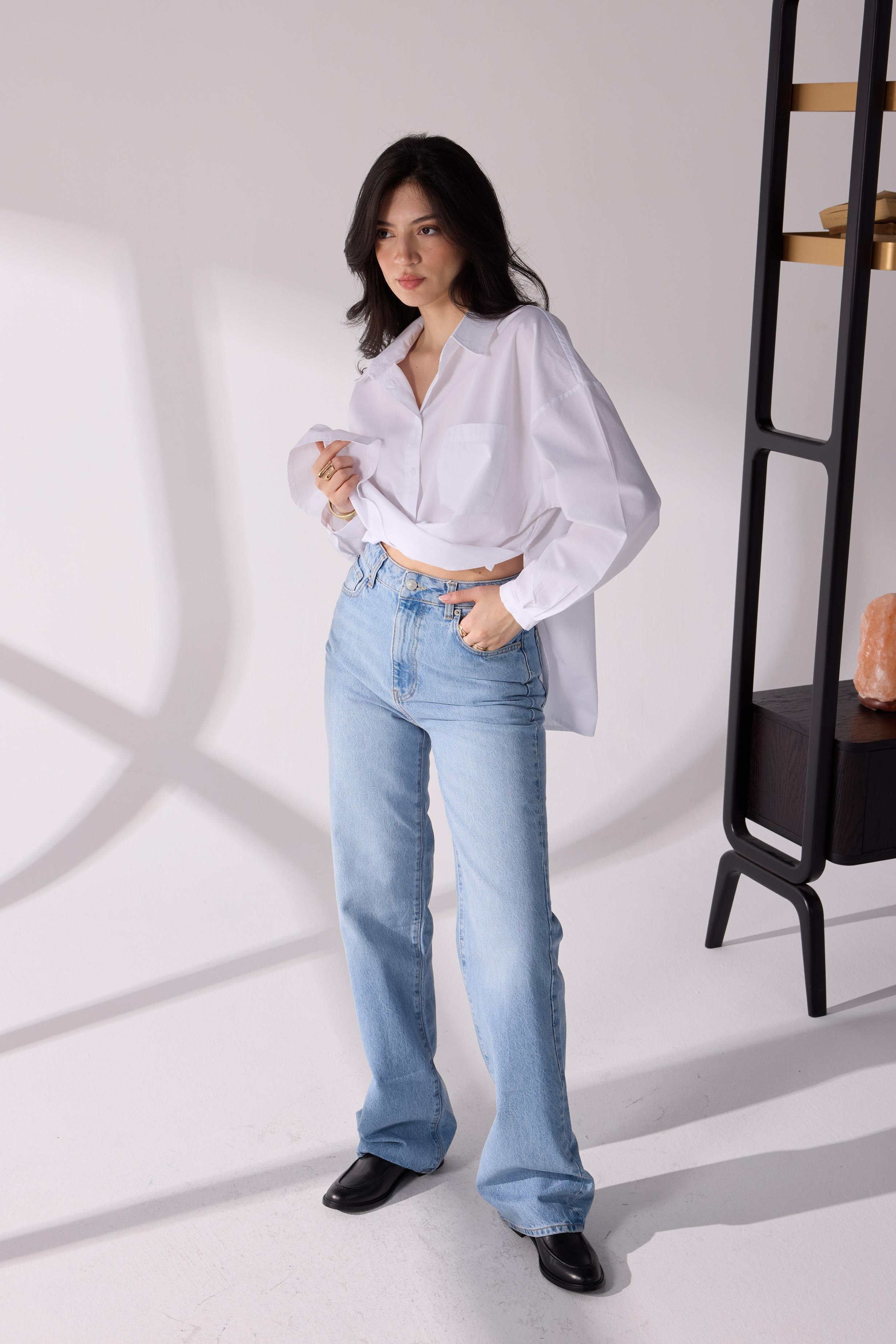 Oversize Poplin Gömlek Beyaz 