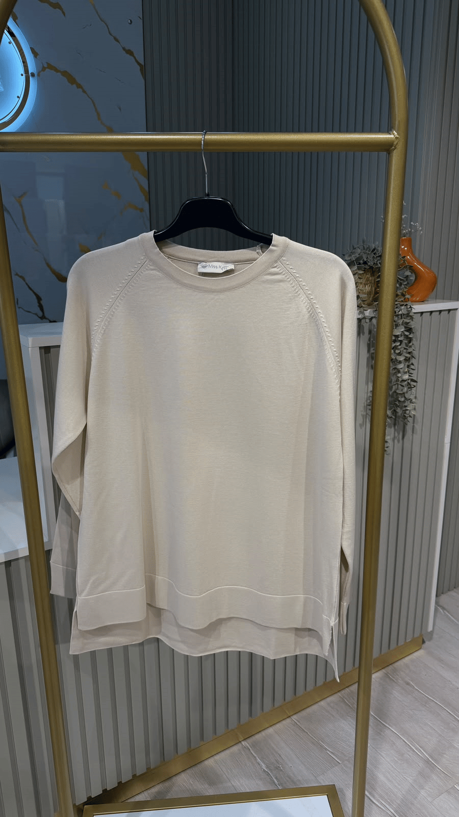 36318 MERSERİZE BLUZ - BEJ