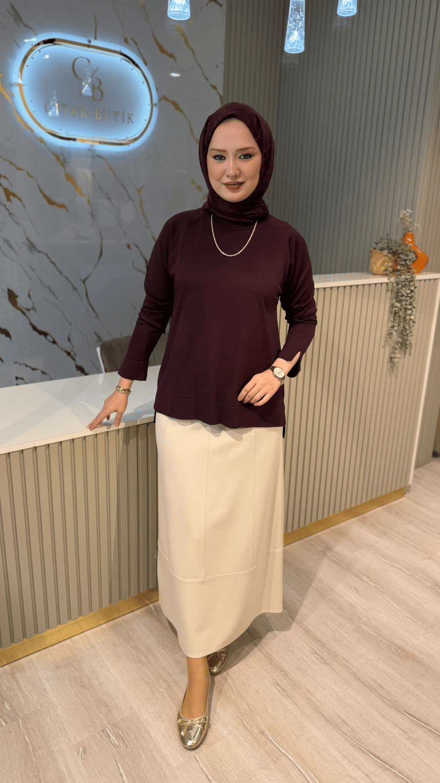 36318 MERSERİZE BLUZ - MÜRDÜM