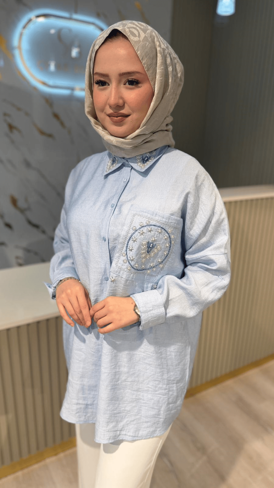 5405 ROSE GÖMLEK - MAVİ