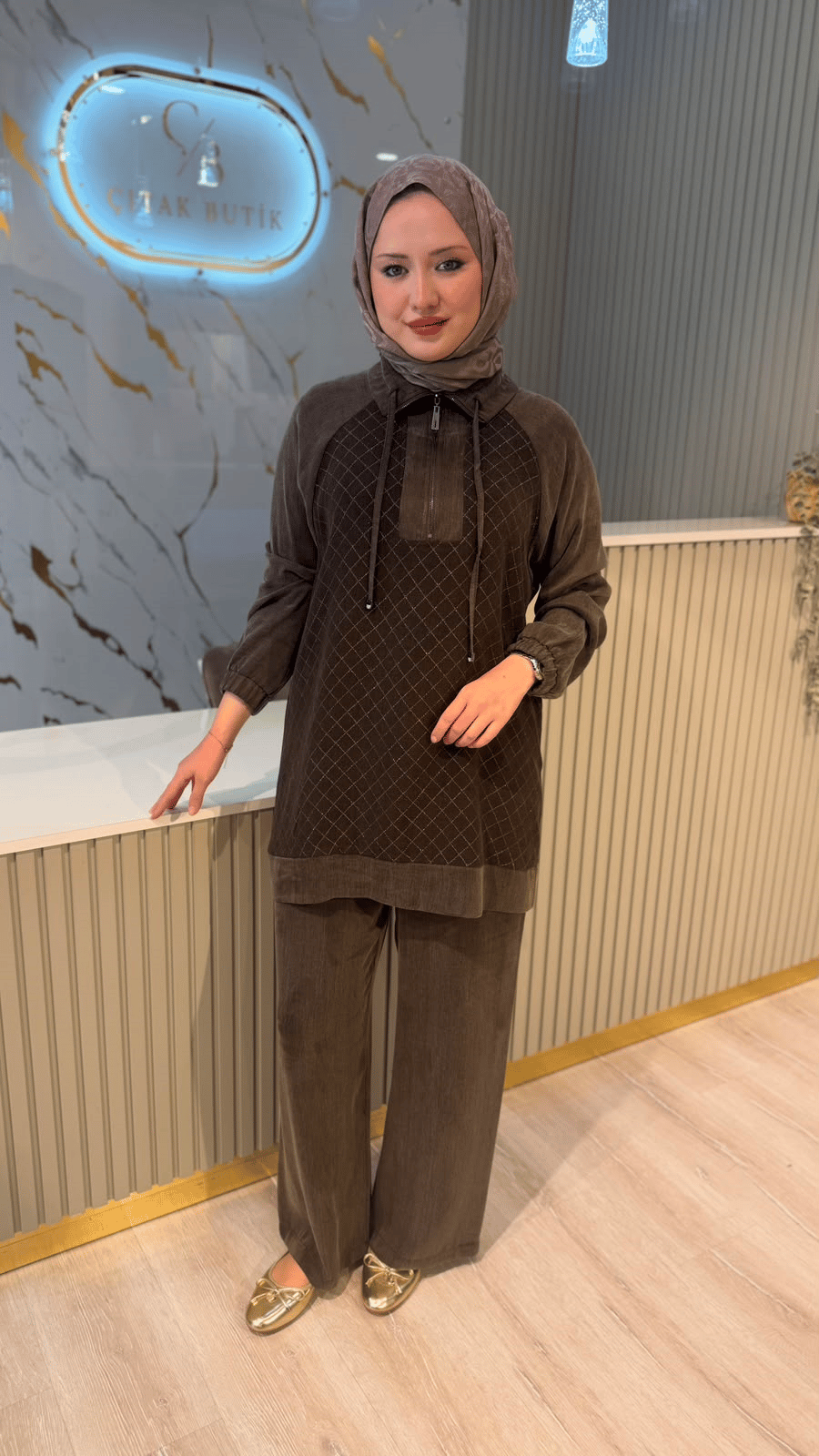 FUAT GÜRŞEN 6208 QUPRA PANTOLONLU TAKIM- KAHVE