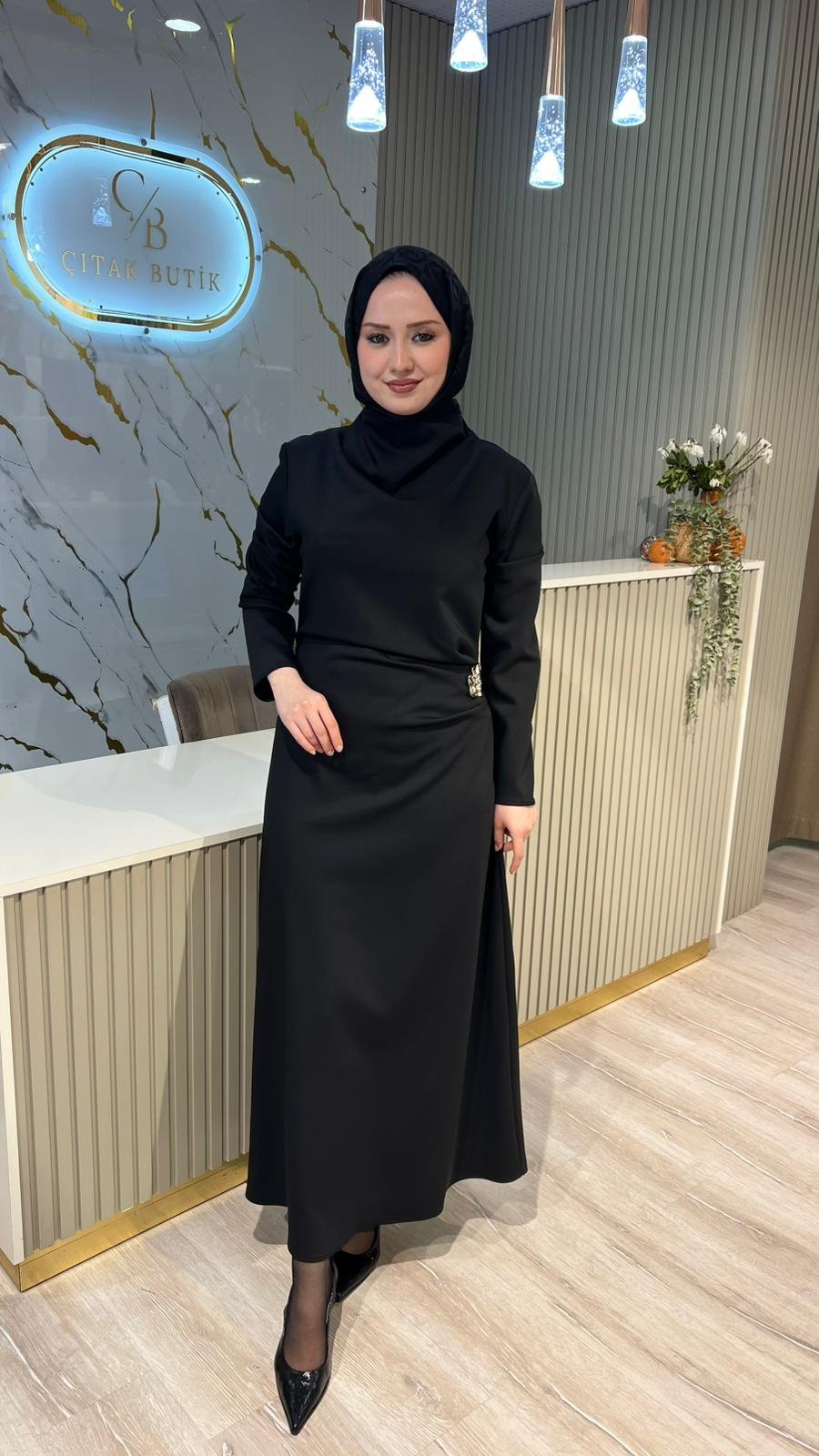 GHİSA 4329 ELBİSE - SİYAH