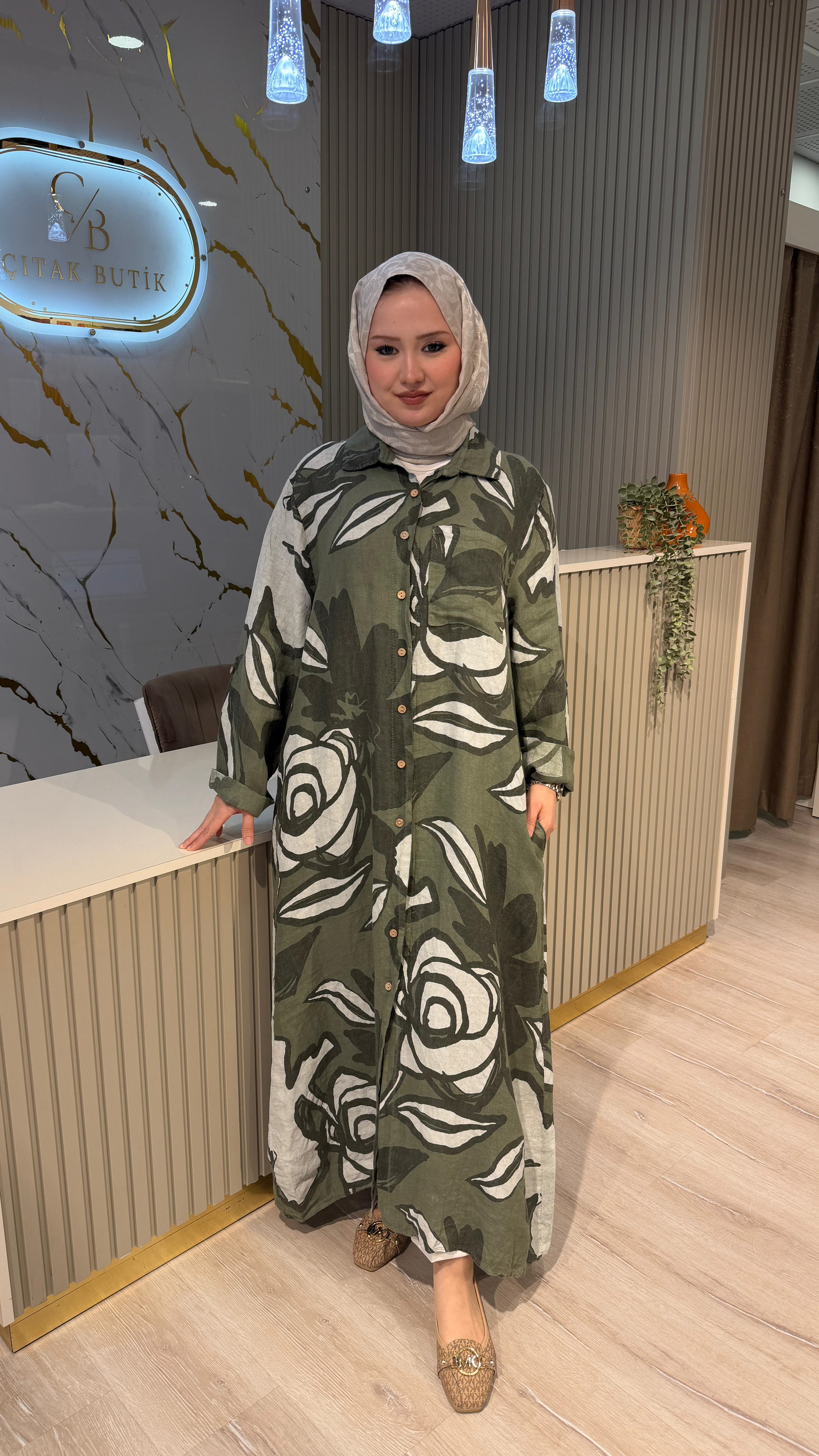 İTHAL 803 DESENLİ GÖMLEK / KAP - HAKİ