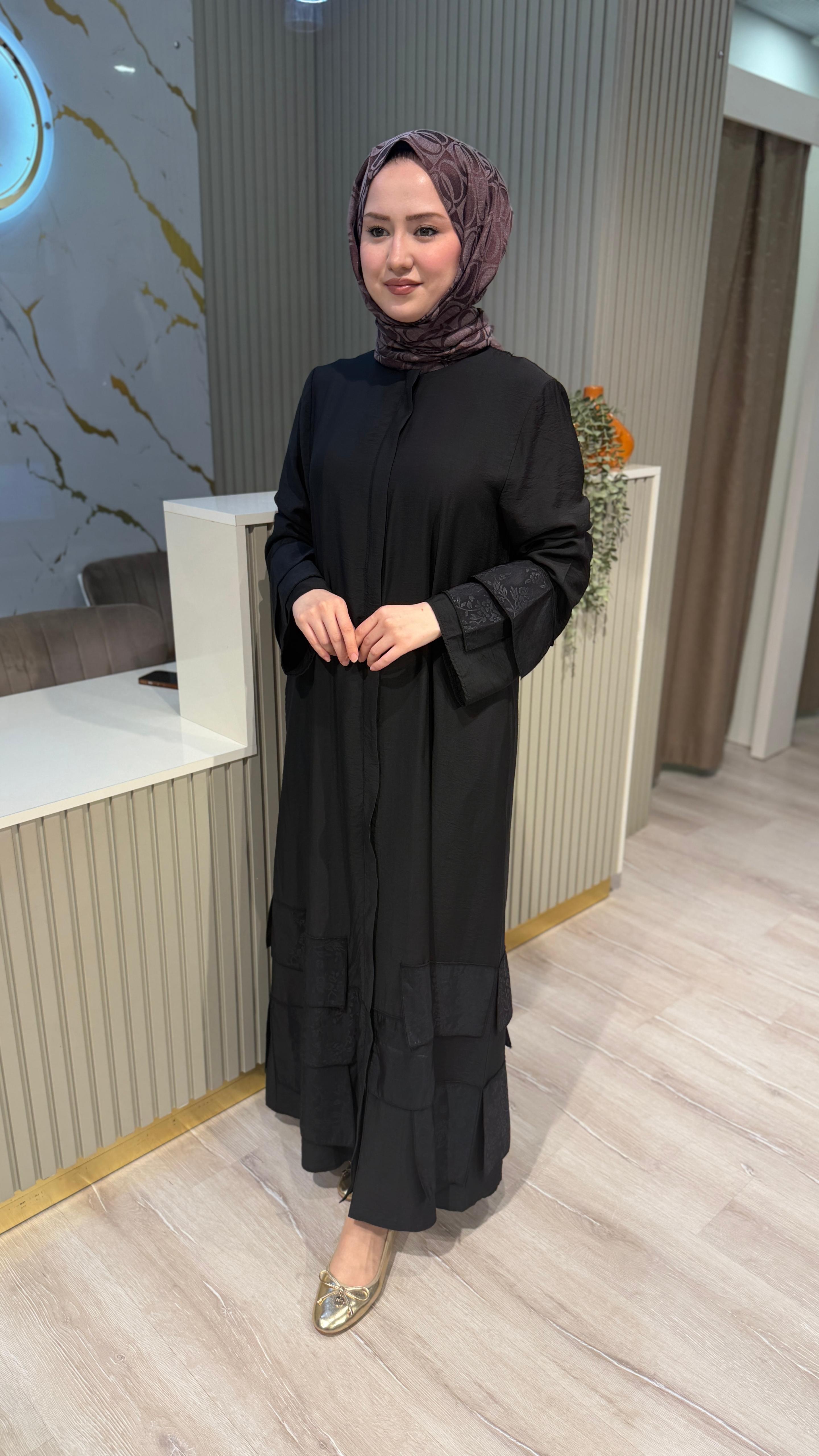 MİCCA 261574 DESENLİ FERACE - SİYAH