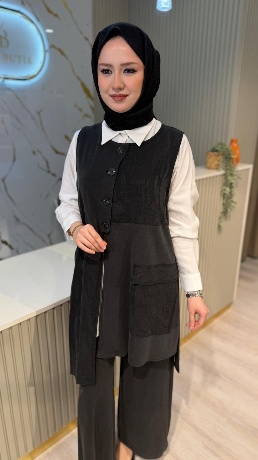 NÇ 26609 DÜĞME DETAY 3'LÜ TAKIM-SİYAH