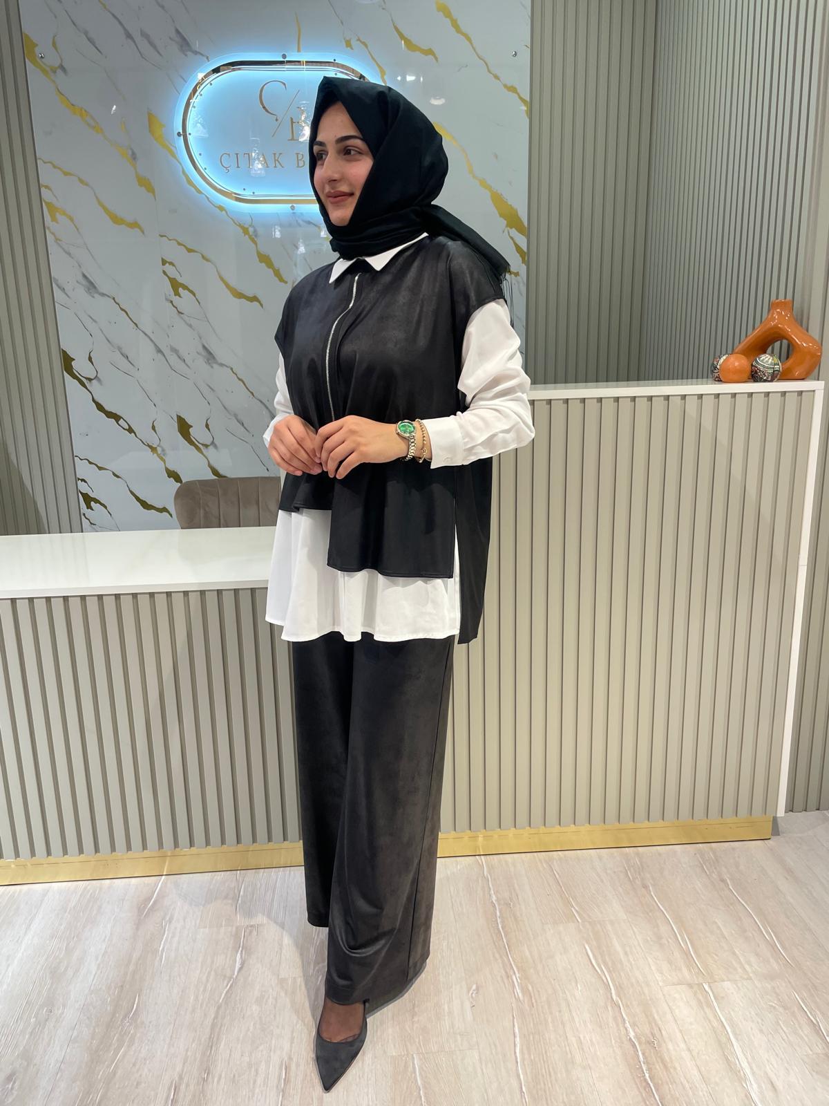 NURCAN ÇETİN 25616 3LÜ TAKIM-SİYAH