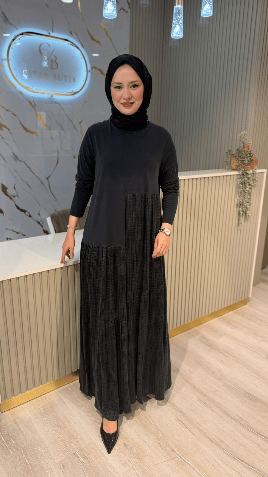 NURCAN ÇETİN 26154 ELBİSE - SİYAH