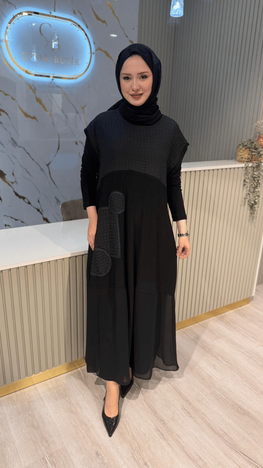 NURCAN ÇETİN 26517  JİLE ELBİSE TAKIM- SİYAH