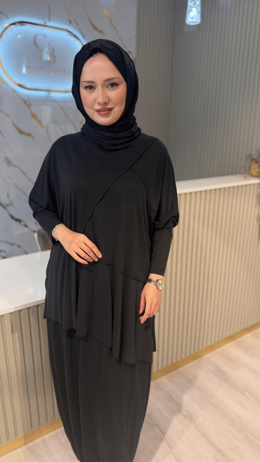 NURCAN ÇETİN 26524 ETEKLİ TAKIM-SİYAH