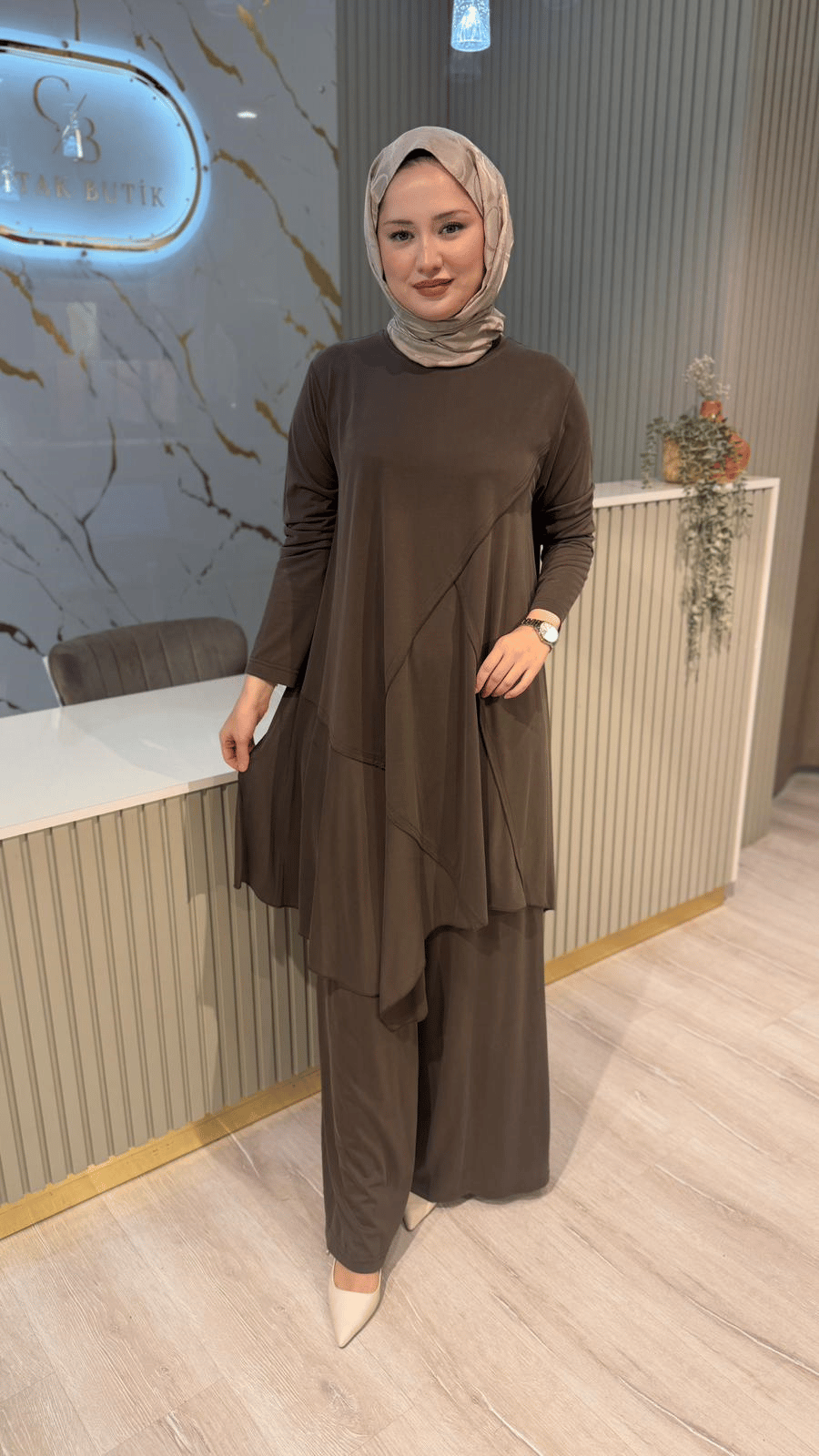 NURCAN ÇETİN 26525 PANTOLONLU TAKIM-HAKİ