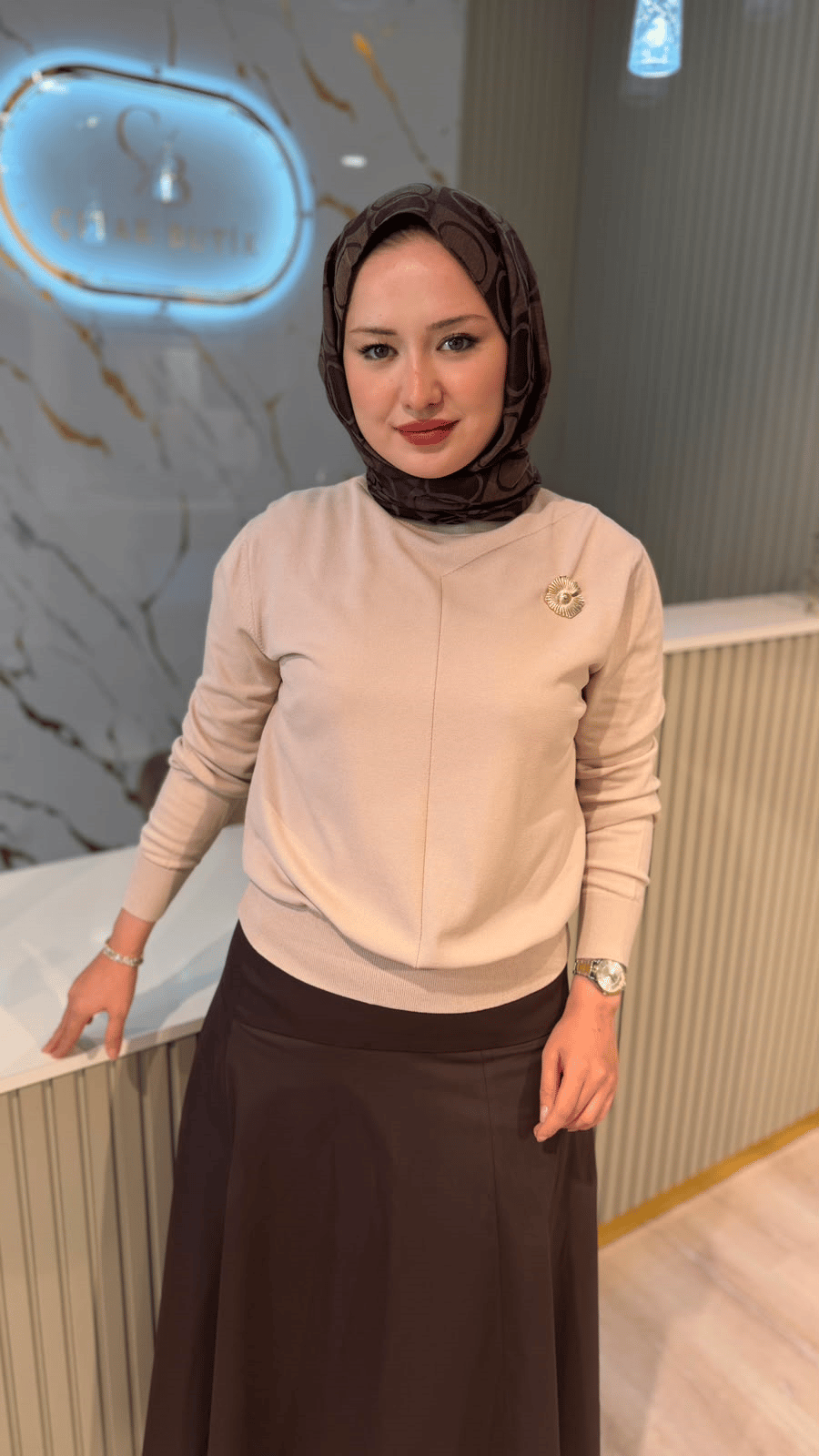 NUSS 200 MERSERİZE BLUZ - BEJ