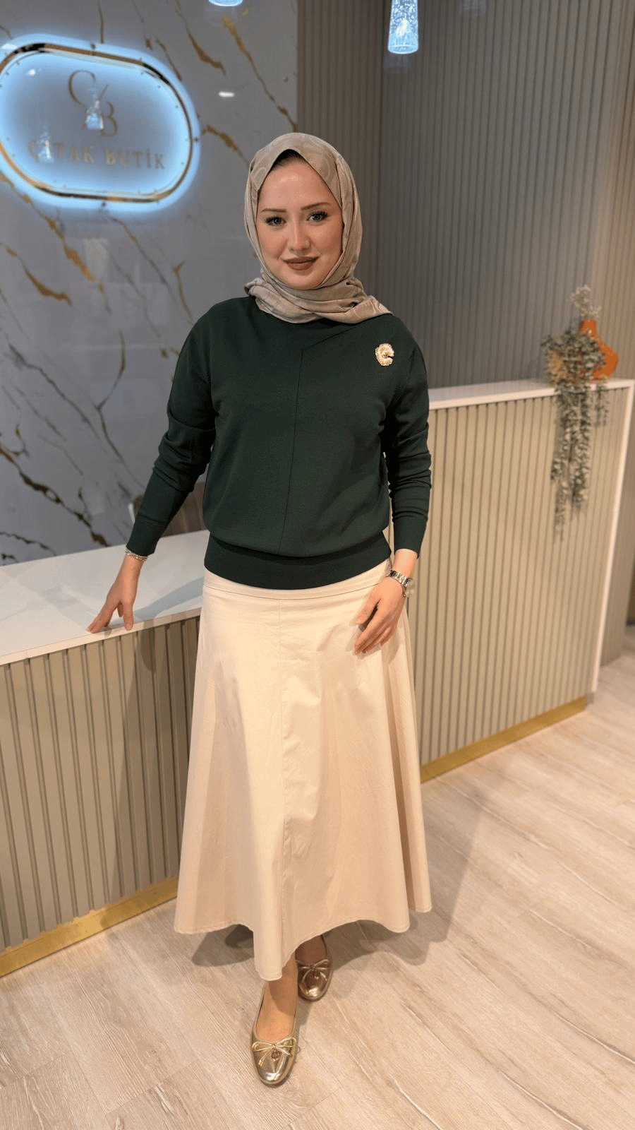 NUSS 200 MERSERİZE BLUZ - ÇAM YEŞİLİ