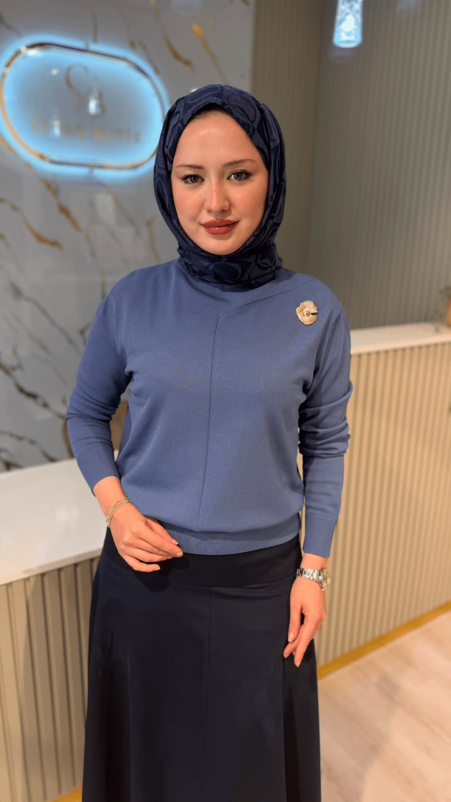 NUSS 200 MERSERİZE BLUZ - İNDİGO