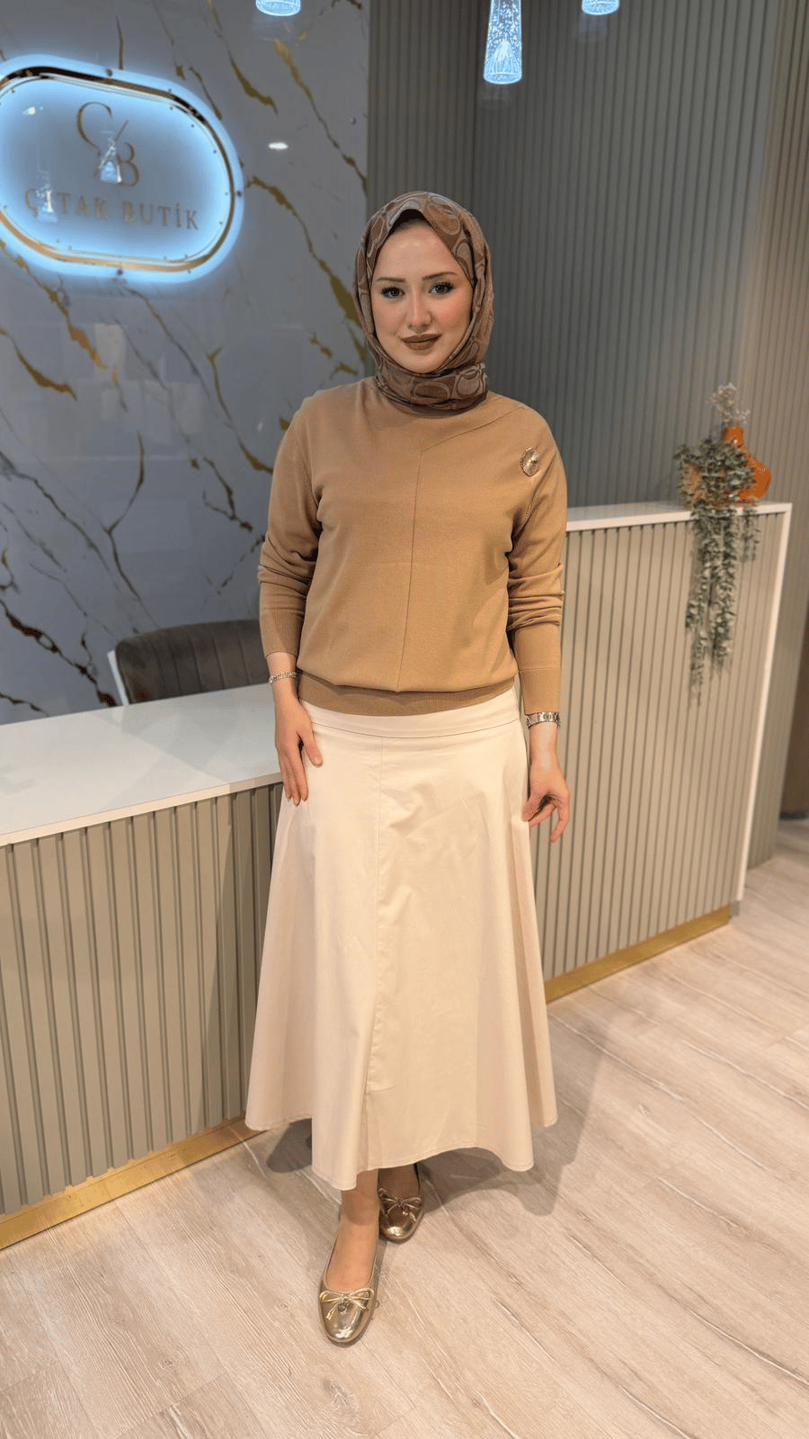 NUSS 200 MERSERİZE BLUZ - MOCHA