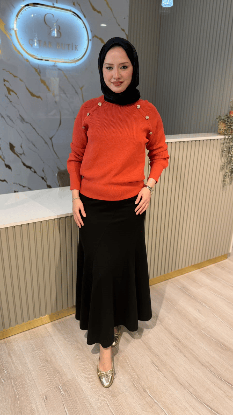 NUSS 201 DÜĞME DETAY TUNIK - KİREMİT
