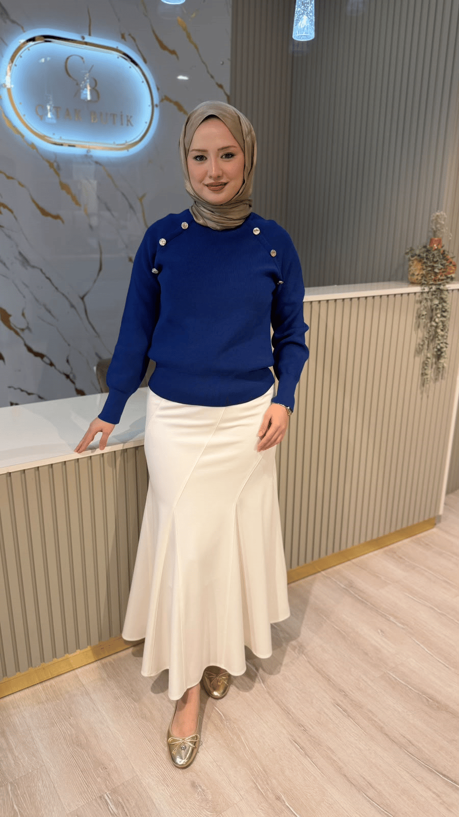 NUSS 201 DÜĞME DETAY TUNIK -SAKS