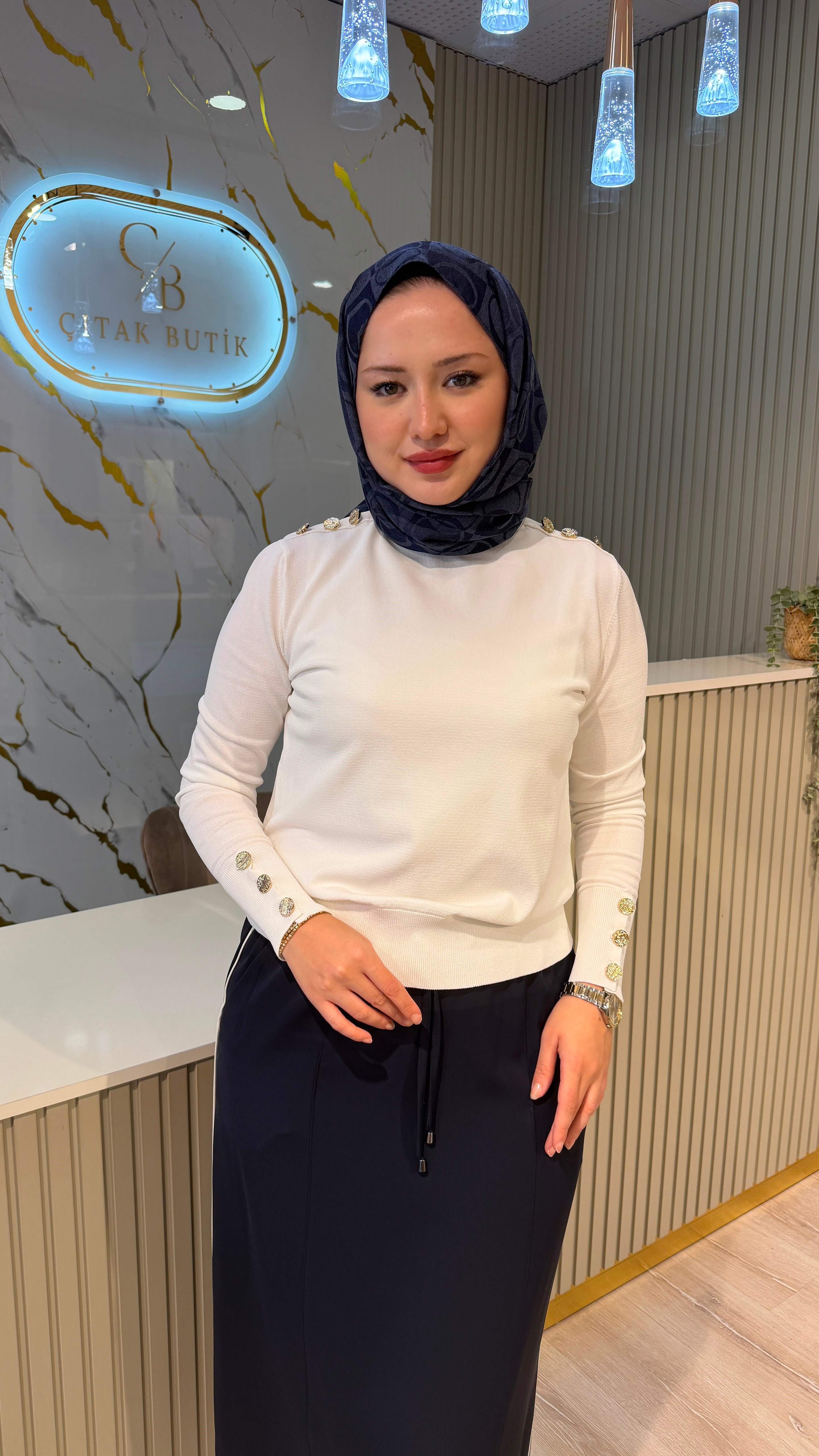 NUSS 203 MERSERİZE BLUZ - EKRU