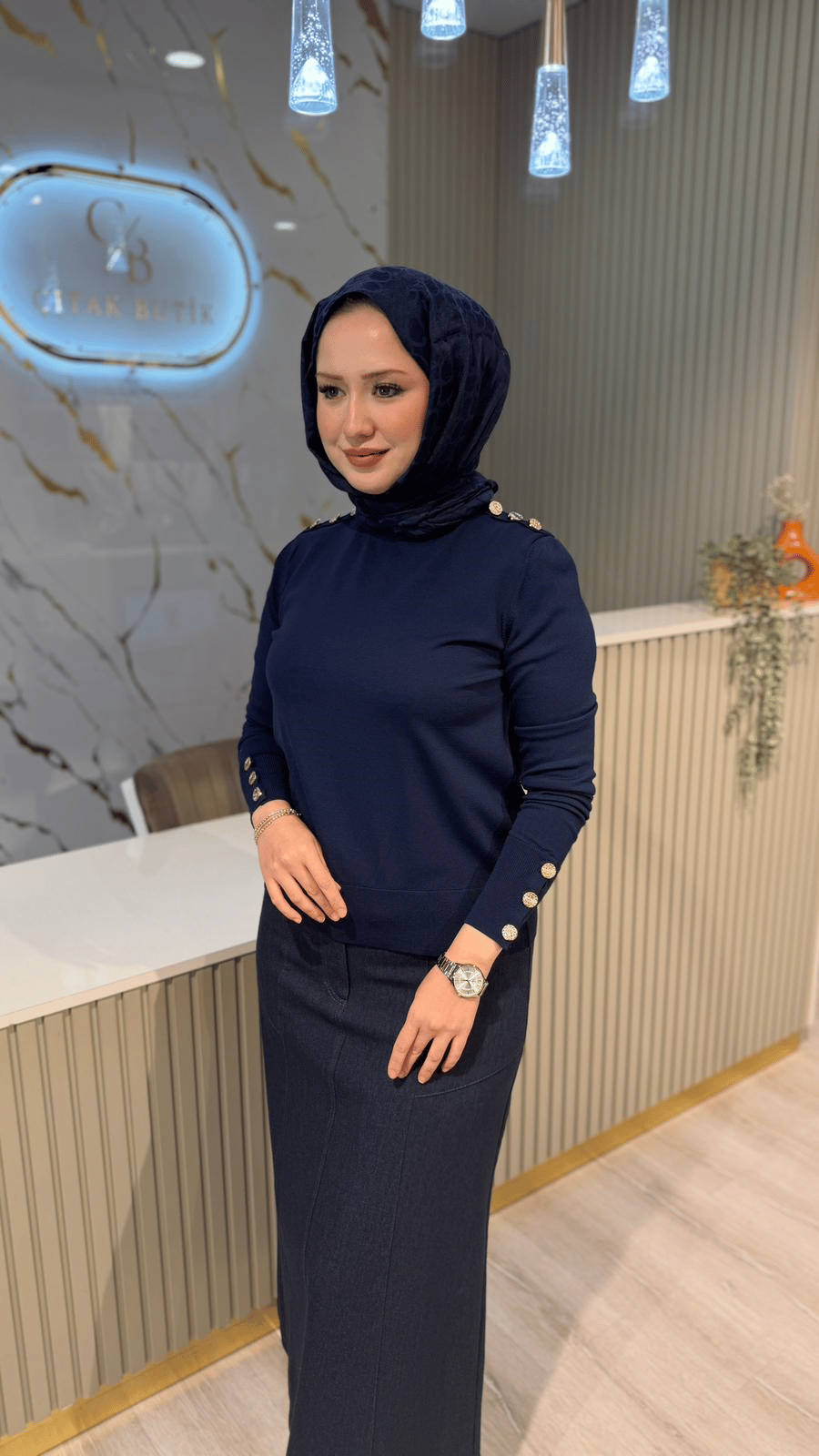 NUSS 203 MERSERİZE BLUZ - LACİVERT