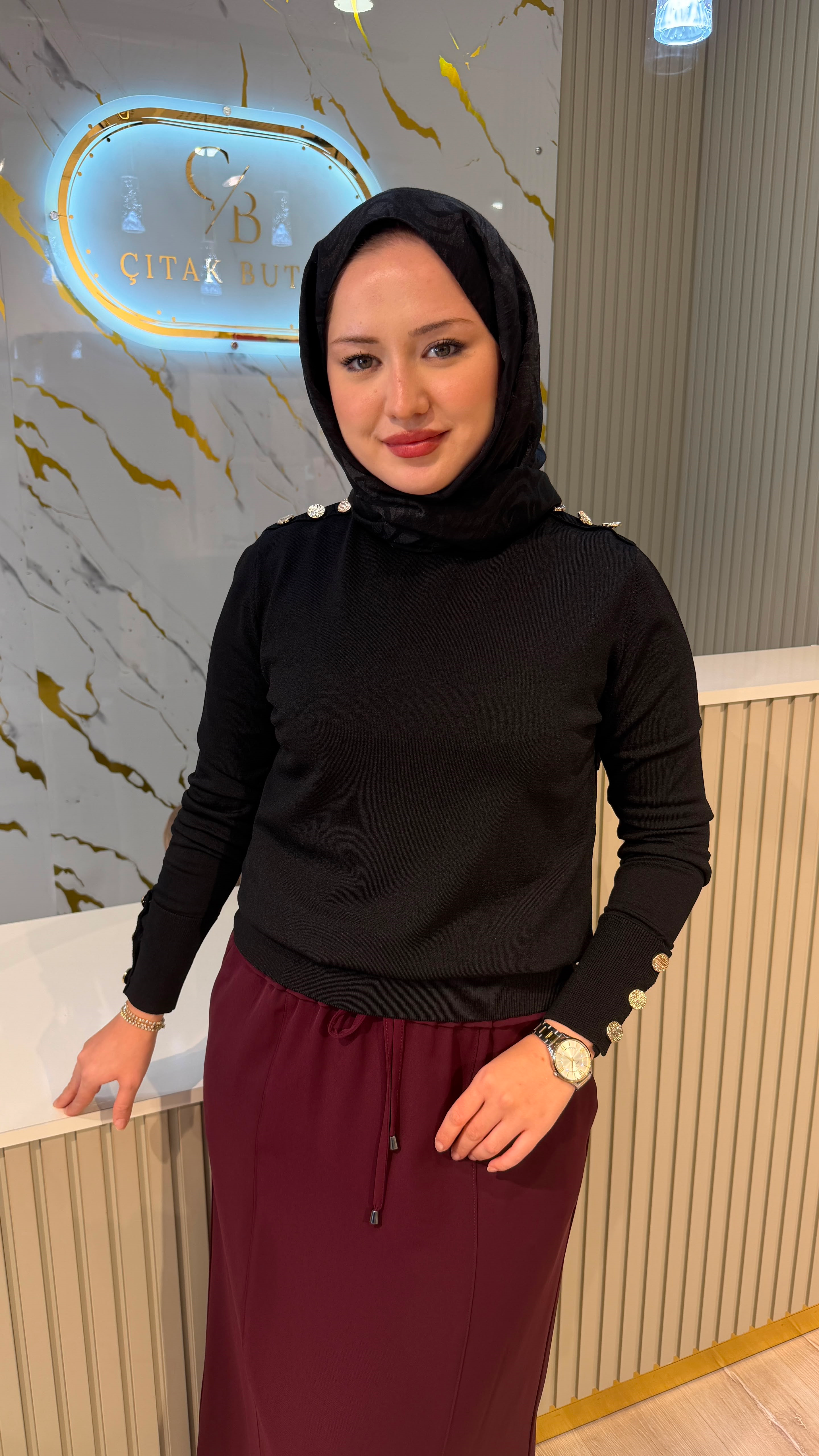 NUSS 203 MERSERİZE BLUZ - SİYAH