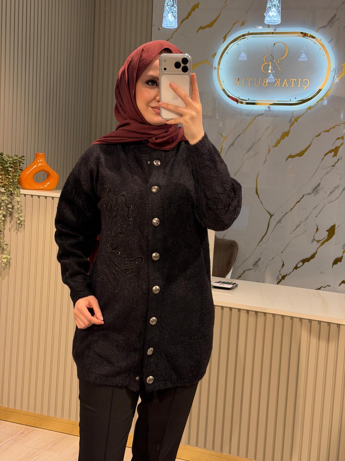 NUSS 7007 PUL DETAY ANGORA HIRKA-SİYAH