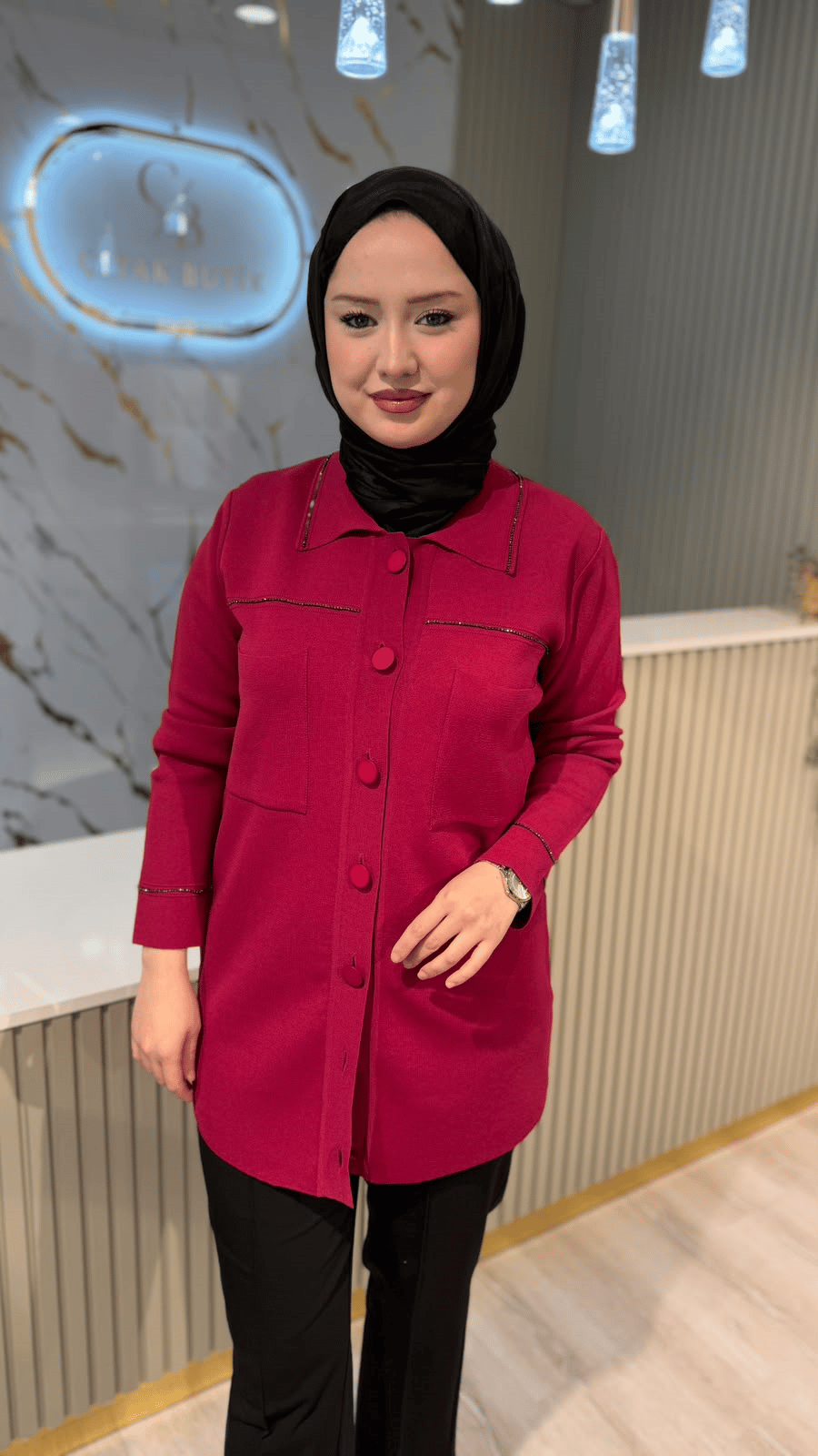 TIĞ TRİKO 21562 CEP DETAYLI RAYON  CEKET- FUŞYA