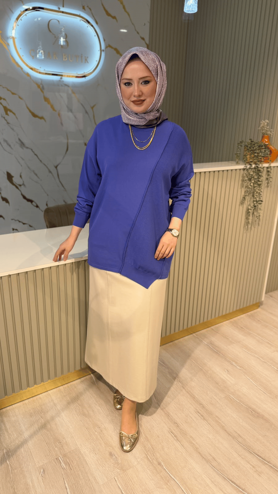 TIĞ TRİKO 21872 ÖRGÜ DETAYLI RAYON TUNIK- LİLA