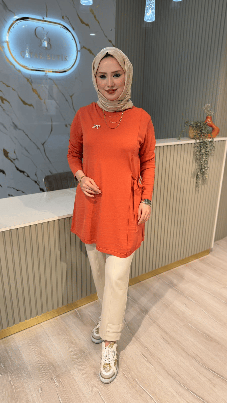 TIĞ TRİKO 2211 BAĞALAMA DETAY RAYON TUNIK- SOMON